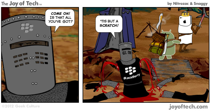The Joy of Tech comic, 'tis but a scatch!
